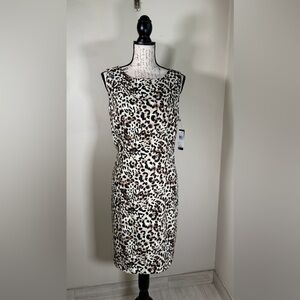 AGB Leopard Print Midi Dress - Black and Brown